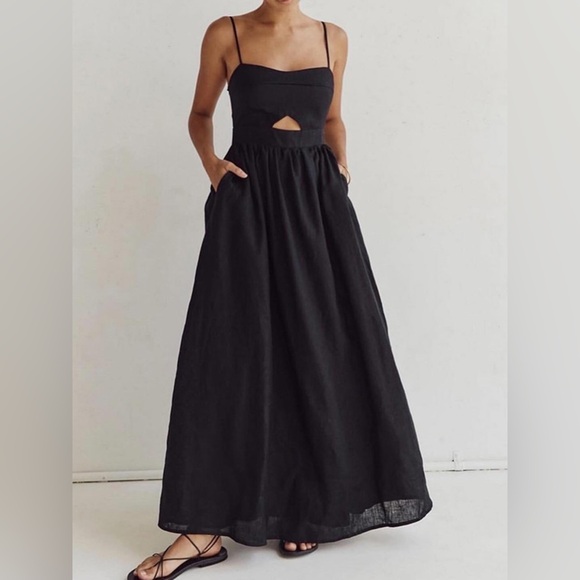 NWT | Commense | Cotton Sleeveless Pockets Cutout Long Dress | Sz M - Picture 3 of 12